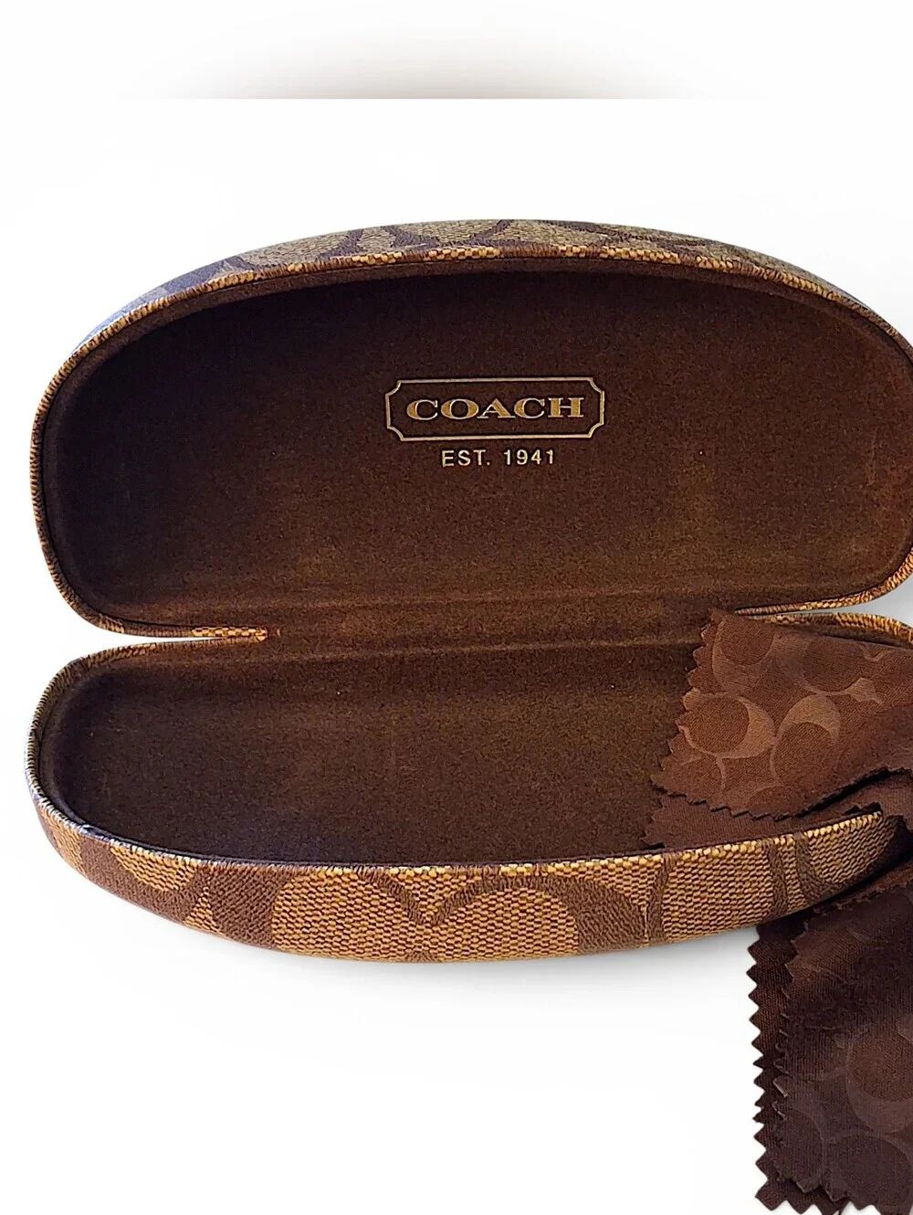Coach Signature Eyeglass/Sunglasses Hard Case Monogram w/ Cleaning Cloth